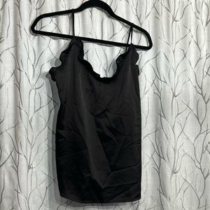 Black Silk Ruffle Tank Size L